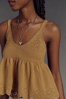 By Anthropologie Scalloped Babydoll Pointelle Sweater Tank