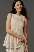 Maeve Open-Knit Scallop-Edge Babydoll Sweater Tank