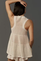 Maeve Open-Knit Scallop-Edge Babydoll Sweater Tank