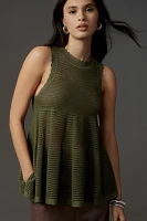 Maeve Open-Knit Scallop-Edge Babydoll Sweater Tank