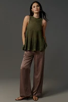 Maeve Open-Knit Scallop-Edge Babydoll Sweater Tank