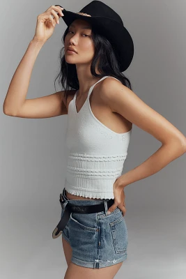 By Anthropologie Knit V-Neck Linen Blend Tank Top