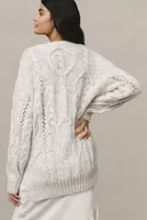 By Anthropologie V-Neck Drama Cable Tunic Sweater