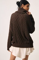 Pilcro Oversized Turtleneck Cable-Knit Sweater