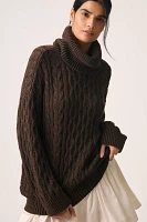 Pilcro Oversized Turtleneck Cable-Knit Sweater