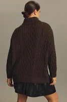 Pilcro Oversized Turtleneck Cable-Knit Sweater