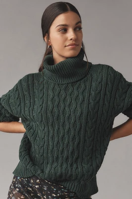 Pilcro Oversized Turtleneck Cable-Knit Sweater