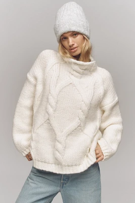 Maeve Relaxed Mock-Neck Cable-Knit Sweater