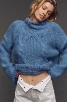 Maeve Relaxed Mock-Neck Cable-Knit Sweater