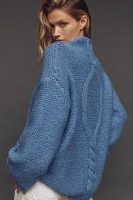 Maeve Relaxed Mock-Neck Cable-Knit Sweater