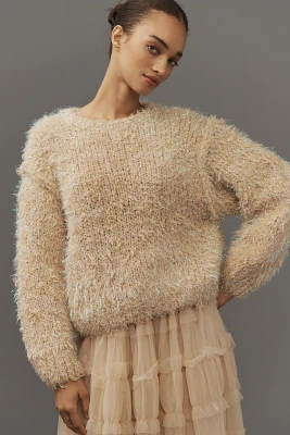 By Anthropologie Iridescent Brushed Crew-Neck Sweater