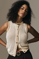 Pilcro Mesh-Stitch Sleeveless Cardigan Sweater