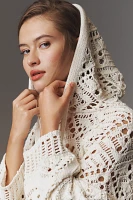 By Anthropologie Boxy Crochet Hooded Sweater