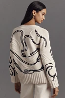 Pilcro Oversized Embroidered Cardigan Sweater