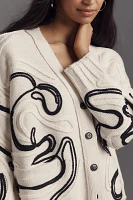 Pilcro Oversized Embroidered Cardigan Sweater