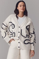 Pilcro Oversized Embroidered Cardigan Sweater