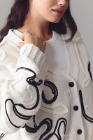 Pilcro Oversized Embroidered Cardigan Sweater