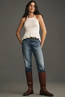 By Anthropologie Smocked Lace-Trim Halter Tank Top