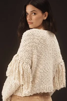 By Anthropologie Chunky Fringe Cardigan Sweater