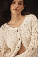 By Anthropologie Chunky Fringe Cardigan Sweater