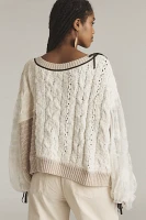 By Anthropologie Lace Cable Twofer Sweater