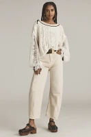 By Anthropologie Lace Cable Twofer Sweater