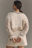 By Anthropologie Lace Cable Twofer Sweater