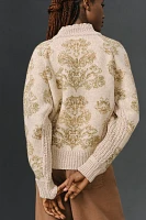 By Anthropologie Mock-Neck Stitched Patterned Sweater