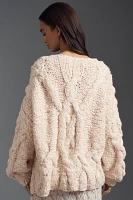 By Anthropologie Chunky Cable-Knit Oversized Cardigan Sweater