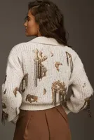 By Anthropologie Sequin Cropped Cardigan Sweater