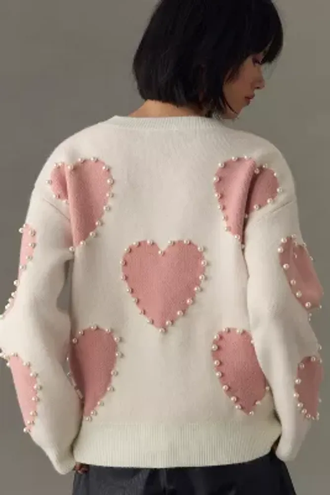 English Factory Pearl Heart Sweater