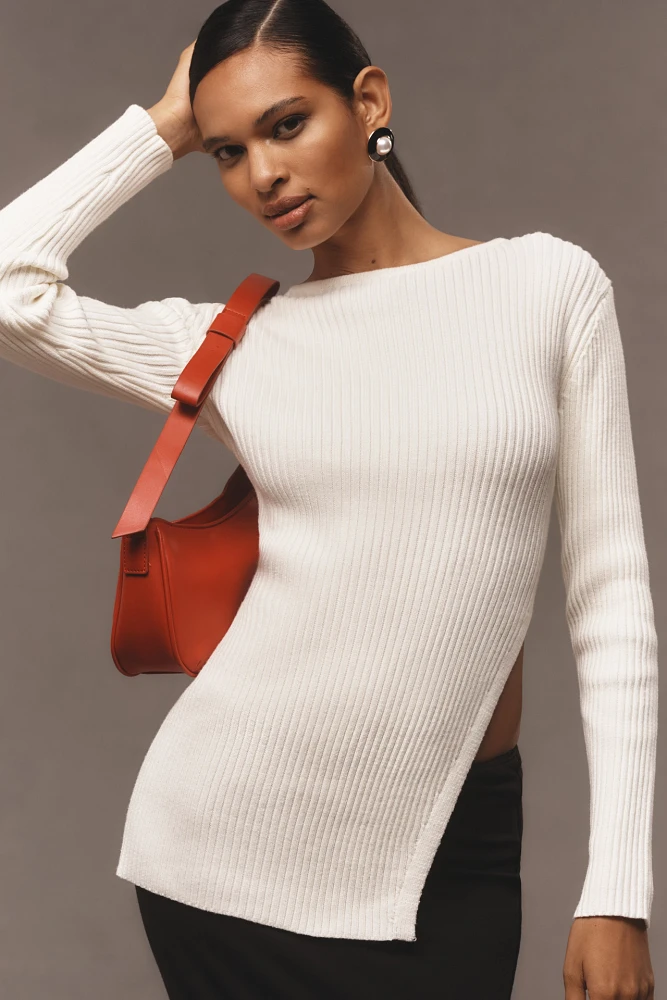 Endless Rose Asymmetrical Side-Slit Sweater