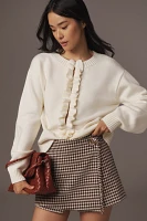 English Factory Ruffle-Trim Cardigan Sweater