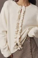 English Factory Ruffle-Trim Cardigan Sweater