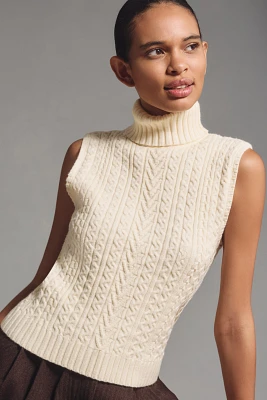 English Factory Mock-Neck Cable Sweater Tank