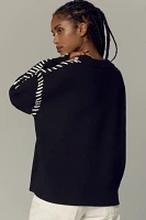 English Factory Mock-Neck Whipstitch Sweater