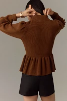 English Factory Mock-Neck Peplum Sweater