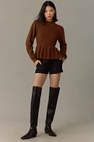 English Factory Mock-Neck Peplum Sweater