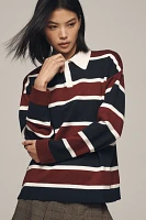 Grey Lab Striped Polo Sweater