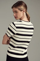 English Factory Short-Sleeve Striped Knit Sweater