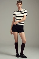 English Factory Short-Sleeve Striped Knit Sweater