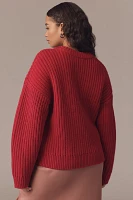 English Factory Plus Crew-Neck Fuzzy Heart Sweater