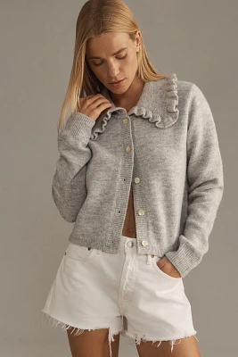 The Ainsley Ruffle-Collar Cardigan Sweater by Self Contrast