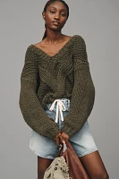 Self Contrast Chunky V-Neck Sweater