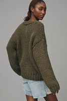 Self Contrast Chunky V-Neck Sweater