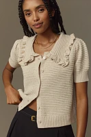 The Ainsley Ruffle-Collar Cardigan Sweater by Self Contrast: Short-Sleeve Edition