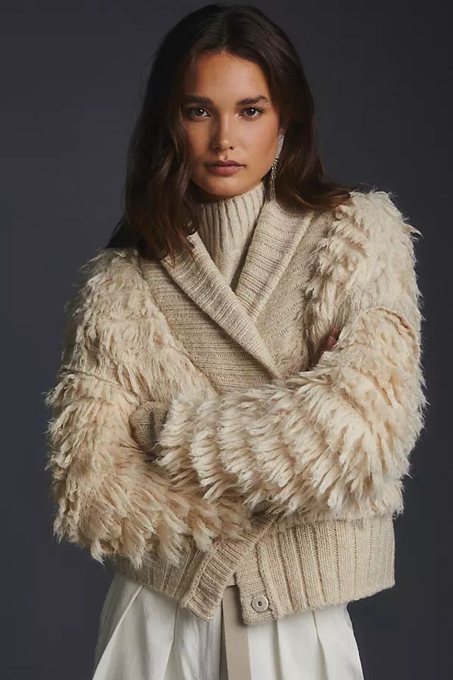 By Anthropologie Textured Cardigan Sweater White | The Summit