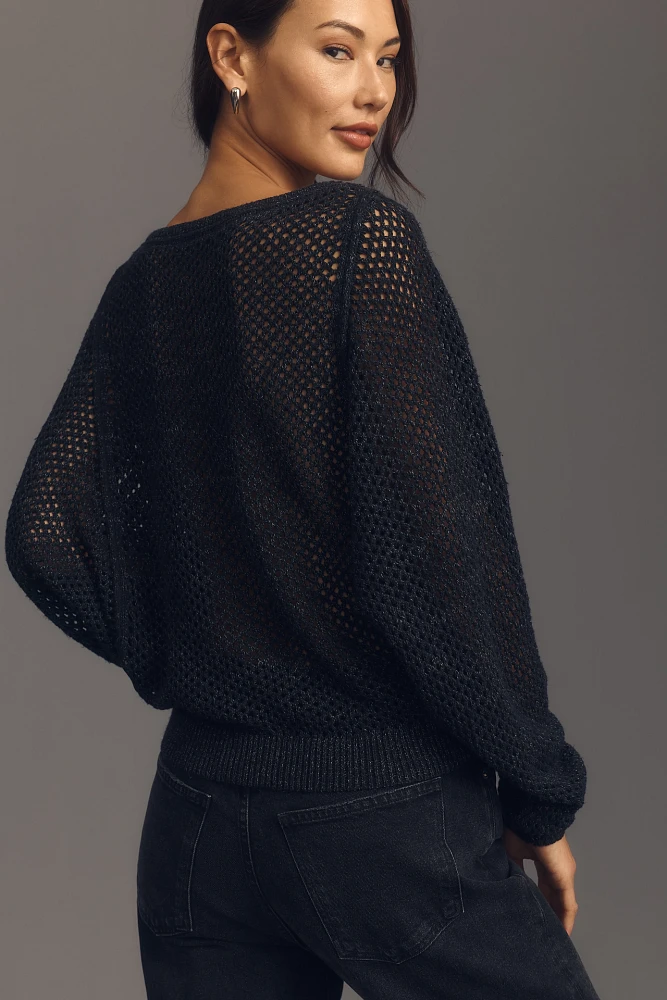 Pilcro Open-Stitch Crew-Neck Sweater