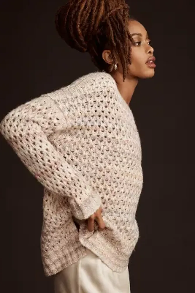 By Anthropologie Oversized Mesh Stitch Sweater