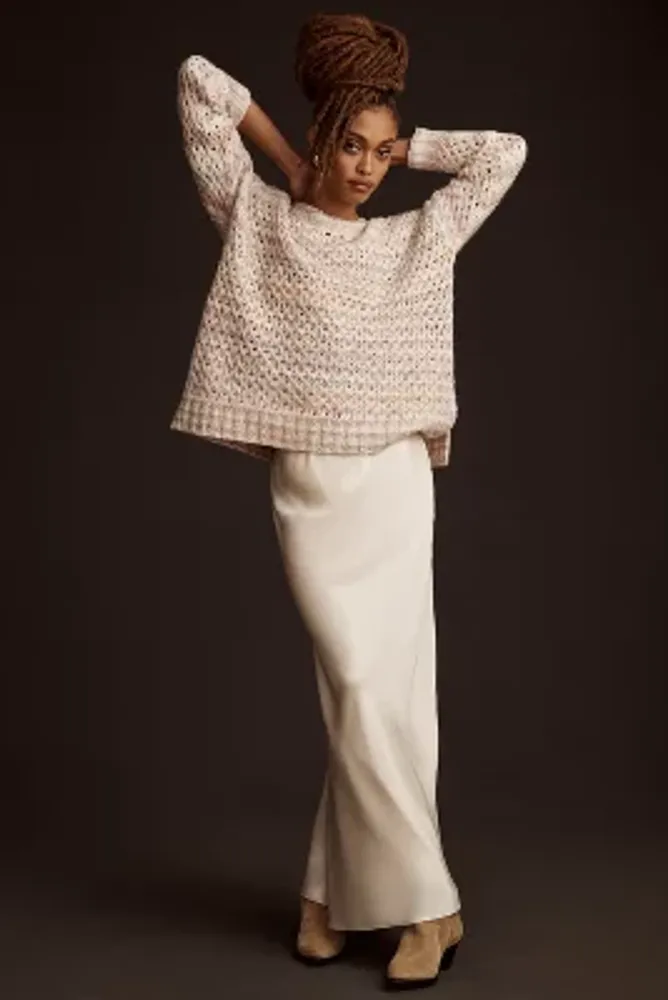 By Anthropologie Oversized Mesh Stitch Sweater